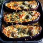 Aubergines gratinées mozzarella olives