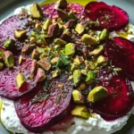 Feta battue, betteraves, pistaches