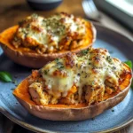 Patate douce farcie au poulet