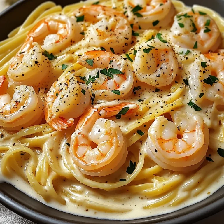 Pâtes crémeuses ail crevettes