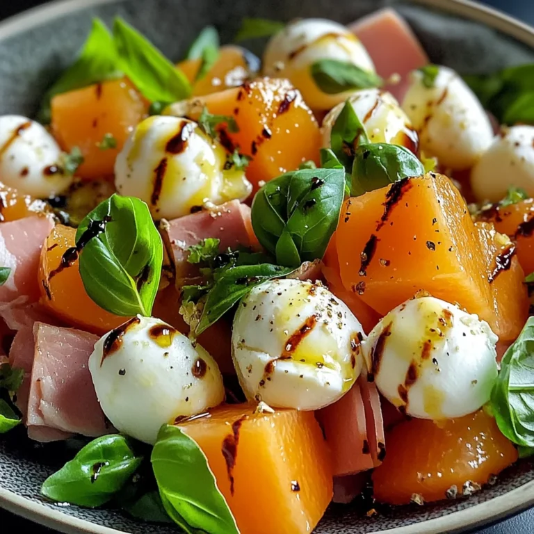 Salade melon jambon de poulet mozzarella
