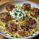 Boulettes Grecques & Orzo Citronné avec Crème de Feta