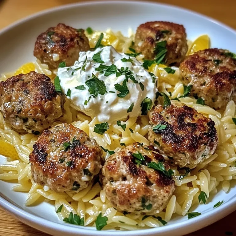 Boulettes Grecques & Orzo Citronné avec Crème de Feta