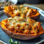 Patate douce farcie au poulet