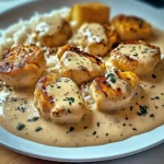 Poulet crémeux et riz en sauce