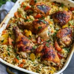 Riz au four poulet légumes