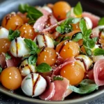 Salade melon jambon de poulet mozzarella