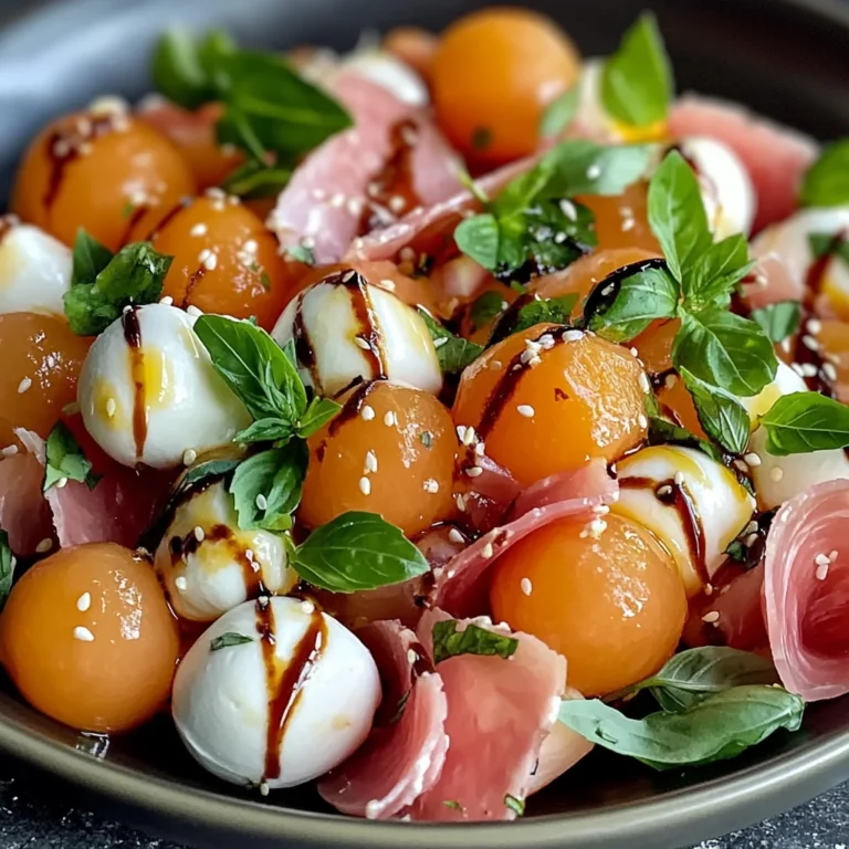 Salade melon jambon de poulet mozzarella